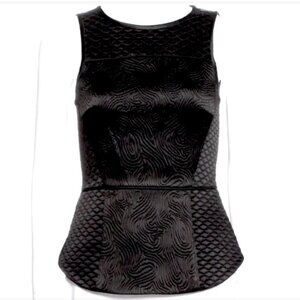 Tibi Black Textured Peplum Top – Size 4